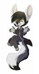 5_fingers anthro black_hair clothed clothing eyewear fingers fluffy fluffy_tail glasses green_eyes hair heterochromia male simple_background solo tail white_background yellow_eyes rikitoka canid canine mammal hi_res