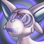 1:1 abstract_background animate_inanimate blue_inner_ear blue_nose bust_portrait cheek_tuft clothing digital_media_(artwork) drone eeveelution english_text espeon facial_tuft forehead_gem gem generation_2_pokemon hypnosis hypnotic_eyes hypnotic_visor icon inflatable latex latex_body latex_clothing latex_skinsuit living_inflatable low_res mind_control nintendo permagrin permanent_smile pokemon pokemon_(species) pool_toy portrait posexe purple_body seam_(sewing) shaded simple_background skinsuit soft_shading solo spiral spiral_background swirl text three-quarter_view tight_clothing tuft visor visor_eyes