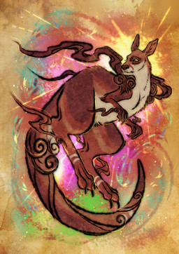 action_pose feral jumping male mythical paws pose side side_view solo tail yellow_eyes thehavanawolf capcom okami_(capcom) graceful_motion kangaroo macropod mammal marsupial absurd_res hi_res