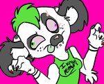 alternative_fashion anthro clothed clothing derp_eyes drugs emo female fur glamfur heterochromia leucistic mohawk shirt solo tank_top tongue topwear white_body white_fur zeriara zeriara_(character) lemur mammal primate strepsirrhine low_res