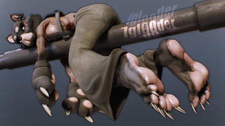 5_toes ambiguous_gender anthro barrel_art big_feet breasts cannon clothing costume countershade_feet countershading feet foot_focus humanoid_feet lying on_front plantigrade ranged_weapon side_boob simple_background sitting_on_cannon soles solo toes weapon iglooder patina_(iglooder) bear black_bear humanoid mammal ursine 3d_(artwork) absurd_res digital_media_(artwork) hi_res
