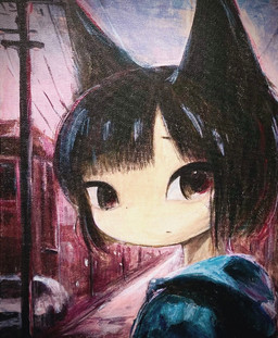 clothed clothing female looking_at_viewer solo transmission_tower jogasakiya animal_humanoid cat_humanoid felid felid_humanoid feline feline_humanoid humanoid mammal mammal_humanoid 2024 acrylic_painting_(artwork) painting_(artwork) traditional_media_(artwork) traditional_painting_(artwork)