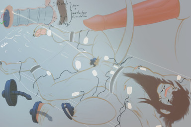 ankle_cuffs anthro balls bdsm big_balls big_penis bodily_fluids bondage bound chastity_cage chastity_device cuff_(restraint) cum cum_while_chaste cumshot ejaculation electroejaculation electrojac electrostimulation flat_chastity_cage forced forced_orgasm genital_fluids genitals lying male multiple_orgasms on_back orgasm penis restraints segufix solo torture unconscious unusual_chastity urethral waist_cuff volatus felid lion mammal pantherine monochrome signature