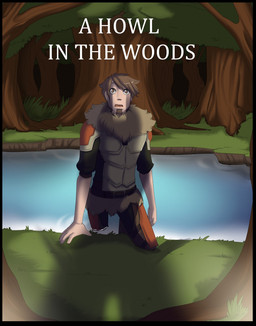 5_fingers armor brown_eyes brown_hair clothed clothed_human clothed_male clothing facial_hair fingers forest goatee hair light_body light_skin male offscreen_character open_mouth partially_submerged plant solo_focus text tree water ziggie13 rabbit_(wolfpack67) canid canine canis human mammal wolf comic cover cover_art cover_page digital_media_(artwork) english_text hi_res shaded