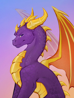 feral horn male markings membrane_(anatomy) membranous_wings purple_body purple_eyes purple_scales scales solo ventral_scales wing_blade wings zhurzh activision mythology spyro_the_dragon spyro dragon mythological_creature mythological_scalie scalie 2025 hi_res