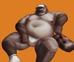 anthro beard belly big_belly brown_body bulge clothing facial_hair humanoid_hands male mature_male moobs mustache nipples overweight overweight_male simple_background sitting solo underwear shibacream cliff_(horrorbuns) mammal procyonid raccoon 2022 6:5 absurd_res hi_res