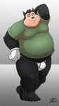 anthro belly black_body black_fur black_nose bulge clothing fur humanoid_hands male overweight overweight_anthro overweight_male shirt simple_background solo topwear underwear shadowninja976 disney goof_troop pj_(goof_troop) felid feline mammal 2020 9:16 hi_res