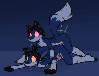 all_fours anthro anthro_on_anthro anthro_penetrated anthro_penetrating anthro_penetrating_anthro ass_up black_body black_eyes black_fur black_hair black_inner_ear_fluff black_nose black_stripes blue_background blue_body blue_fur blue_inner_ear blush bodily_fluids doggystyle drooling duo erection feet fingerless_(marking) from_behind_position fur genitals hair inner_ear_fluff intraspecies male male/male male_penetrated male_penetrating male_penetrating_male motion_lines open_mouth penetration penis pink_eyes pupils red_penis ringed_eyes saliva saliva_string selfcest sex simple_background spiral square_crossover striped_body striped_fur stripes thrusting toeless_(marking) tuft yellow_eyes ultilix alpha_(vuxorem) canid canine canis mammal wolf 2026 hi_res
