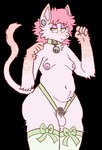 annoyed anthro balls bell bell_collar big_butt butt chastity_cage chastity_device chastity_strap collar femboy feminization flat_chastity_cage genitals male moobs solo thick_thighs wide_hips catwiz felid feline mammal alpha_channel hi_res