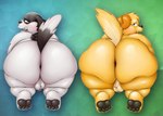 anthro anus ass_up backsack ball_tuft balls big_butt blush bodily_fluids butt duo genitals huge_butt looking_back male male/male obese obese_anthro obese_male overweight overweight_anthro overweight_male pawpads paws presenting presenting_hindquarters raised_tail sweat sweatdrop tail thick_thighs tuft wide_hips sinood1e harper_(nood1e) luca_(nood1e) bird_dog canid canine canis domestic_dog golden_retriever hunting_dog mammal retriever springer_spaniel absurd_res hi_res