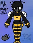 anthro arthropod_abdomen clothing femboy fur grey_body insect_wings legwear male max_(burningfallacy) pattern_clothing pattern_legwear solo wings yellow_body yellow_fur burningfallacy arthropod bee hymenopteran insect absurd_res hi_res