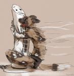 2019 african_wild_dog anthro biped canid canine digital_media_(artwork) electric_fan eyewear glasses hi_res male mammal nomax open_mouth sitting solo tongue tower_fan