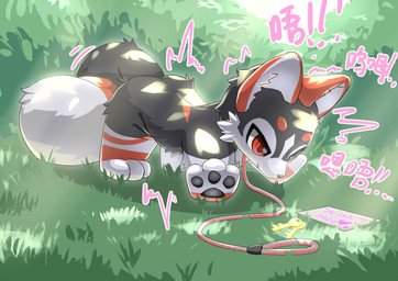 big_tail bitchsuit bondage_gear bound clothing costume encasement female feralsuit fursuit grass grass_field jewelry lock necklace orgasm outside penetration plant quadsuit sex_toy sex_toy_in_vagina sex_toy_insertion shaking solo struggling tail trapped_in_fursuit trembling vaginal vaginal_penetration lentocn gu_cha human mammal absurd_res hi_res