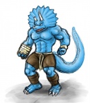 abs anthro athletic bandage belt biceps big_muscles biped black_eyes blue_body blue_skin bottomwear claws clothed clothing fangs flexing horn male muscular muscular_anthro muscular_male open_mouth pecs pose scales shorts simple_background solo standing tail teeth toe_claws tongue topless white_background fb1907 extreme_dinosaurs spike_(extreme_dinosaurs) dinosaur prehistoric_species reptile scalie hi_res sketch