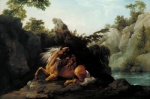 1763 18th_century ancient_art attack bite cave duo equid equine felid feral formal_art george_stubbs hi_res hooves horse hunting lion male mammal nature outside pantherine plant quadruped river rock scared tail traditional_media_(artwork) tree warm_colors wood