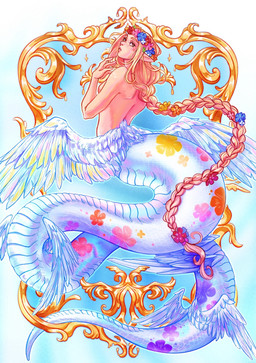 8_wings apode back_groove bent_arm blonde_hair breasts detailed_feathers eyelashes feathers female floral_markings flower flower_accessory flower_crown flowing_hair hair humanoid_pointy_ears legless light_body light_skin long_body long_hair long_tail looking_at_viewer looking_back markings multi_wing nude open_mouth picture_frame plant pointy_ears ponytail rear_view scales serpentine shoulder_blades simple_background solo tail tapering_tail touching_chin ventral_scales white_background white_body white_feathers white_scales wings dwoodledip delicious_in_dungeon marcille_donato couatl draconcopode feathered_scalie feathered_snake humanoid_taur reptile scalie snake taur 2025 detailed full-length_portrait hi_res portrait shaded soft_shading