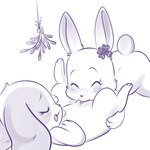 anthro blush blush_lines butt cunnilingus duo eyes_closed female female/female genitals holidays mistletoe open_mouth oral plant pussy sex simple_background tongue vaginal white_background lonbluewolf christmas happy_happy_clover clover_(happy_happy_clover) mallow_(happy_happy_clover) lagomorph leporid mammal rabbit 1:1 monochrome