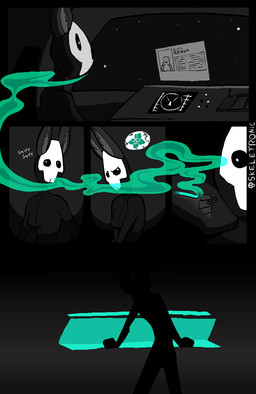 anthro assassin bodysuit clothing female flower glowing glowing_object inner_ear_fluff mask ominous open_container plant scent skinsuit sniffing solo space spacecraft tight_clothing tuft vehicle wearing_mask skeletronic monkey_wrench_(series) kara_(monkey_wrench) alien caracal caracal_(genus) felid feline humanoid mammal comic hi_res monochrome