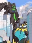 ambiguous_gender building destruction detailed_background duo macro not_furry outside skyscraper standing hakamori_aqua nintendo pokemon generation_7_pokemon guzzlord humanoid kaiju legendary_pokemon pokemon_(species) ultra_beast zygarde zygarde_complete_forme 3:4 hi_res