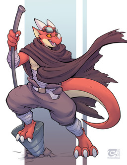 3_toes 4_fingers anthro biped bottomwear claws clothed clothed_anthro clothed_male clothing countershade_torso countershading drill feet finger_claws fingers front_view fully_clothed fully_clothed_anthro fully_clothed_male horn male open_mouth orange_body orange_eyes orange_sclera orange_tail simple_background solo standing tail teeth toe_claws toes tongue topwear thesecretcave kobold scalie 2025 digital_drawing_(artwork) digital_media_(artwork) hi_res