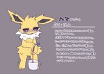 ambiguous_gender anthro blood bloodletting bodily_fluids bucket collecting_blood container digital_media_(artwork) dripping_blood eeveelution full-length_portrait generation_1_pokemon gore hema_(pyonko) japanese_text jolteon mentally_troubled_eeveelutions nintendo pokemon pokemon_(species) portrait pyonko self-harm simple_background solo standing text translated