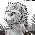 anthro male solo alex-dep-998 max_kenter 1:1 black_and_white hi_res monochrome andromorph_(lore)