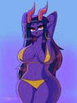 big_breasts bikini breasts clothing curvy_figure female not_furry solo swimwear two-piece_swimsuit voluptuous wide_hips cumcadaver revi demon humanoid absurd_res hi_res