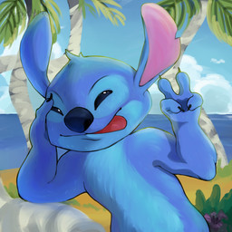 ambiguous_gender anthro arm_support beach biped blue_body blue_fur blue_nose blue_pawpads claws day finger_claws flower fur gesture hand_gesture head_tuft leaning_on_elbow looking_at_viewer narrowed_eyes notched_ear nude outside palm_tree pawpads plant smile solo tongue tongue_out tree tuft v_sign hornykumiho disney lilo_and_stitch stitch_(lilo_and_stitch) alien experiment_(lilo_and_stitch) 1:1 2025 digital_media_(artwork) digital_painting_(artwork) half-length_portrait hi_res painting_(artwork) portrait male_(lore)