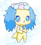 abstract_background anthro blue_ears blue_eyes blush chibi female floppy_ears fur g_clef jewelry looking_at_viewer lop_ears necklace simple_background solo yellow_body yellow_fur bunnag jewelpet sanrio sega sega_fave sapphie_(jewelpet) bird_dog canid canine canis cavalier_king_charles_spaniel domestic_dog hunting_dog mammal spaniel toy_dog digital_media_(artwork) shaded