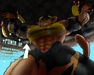anthro big_muscles brown_body brown_fur exercise female fur huge_muscles hyper hyper_muscles muscular muscular_anthro muscular_female solo weightlifting workout marunishkek gameoverse glitch_productions kit_bodega felid feline humanoid mammal hi_res