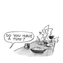 alcohol anthro beverage container cup cutlery dialogue eating egg eyelashes fangs female fluffy fluffy_tail food fork furniture kitchen_utensils knife offscreen_character simple_background solo speech_bubble table tail teeth text tools white_background wine twistcmyk twist_(twistcmyk) canid canine canis mammal wolf 2021 english_text monochrome
