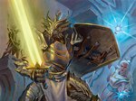 action_pose anthro armor blue_magic gold_scales group holding_melee_weapon holding_object holding_sword holding_weapon magic_sword male melee_weapon pose shield sword trio weapon aaron_miller dungeons_and_dragons forgotten_realms hasbro magic:_the_gathering wizards_of_the_coast hama_pashar nadaar varis dragonborn_(dnd) elf human mammal scalie official_art traditional_media_(artwork)