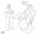 anthro balls bodily_fluids book bow_(feature) bow_tie brain bulge chair clothing duo_focus erection eye_roll eyewear floppy_ears furniture genital_fluids genitals glasses group gynecological_chair hazmat_suit hybrid_genitalia hybrid_penis infestation inside_balls internal larva living_insertion male male/male merging muscular navel navel_fetish navel_penetration nightmare_fuel nipple_fetish nipple_penetration nipple_play nipples nude open_mouth oral organs parasite penetration penis precum reading science sitting spread_legs spreading tail urethral urethral_penetration what wolfblade road_rovers hunter_(road_rovers) professor_hubert arthropod beagle bird_dog canid canine canis domestic_dog gastropod golden_retriever hunting_dog insect maggot mammal mollusk retriever scent_hound slug black_and_white monochrome