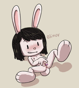 3_toes 4_fingers anthro anus black_hair blush bodily_fluids cotton_tail feet female fingers flat_chested fur genital_fluids genitals hair loli lying masturbation nipples on_back paws penetration pink_nose sex_toy sex_toy_in_vagina sex_toy_insertion simple_background solo spread_vulva spreading sweat sweatdrop text toes vaginal vaginal_fluids vaginal_masturbation vaginal_penetration vulva white_body white_fur young polygon5 elinor_wonders_why pbs elinor_rabbit lagomorph leporid mammal rabbit