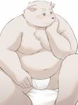 anthro barazoku belly biped blush briefs clothing humanoid_hands male moobs navel nipples overweight overweight_anthro overweight_male simple_background sitting solo tighty_whities underwear white_background white_briefs white_clothing white_underwear sv_grart mammal 2019