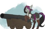 boots cannon clothing female feral footwear hair hooves kerchief looking_at_viewer neck_tuft pirate ranged_weapon shoes simple_background smile solo tuft unguligrade weapon nsilverdraws friendship_is_magic hasbro my_little_pony mimicry_(fluffobuggo) arthropod changeling hi_res