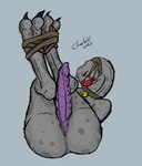 animal_genitalia anus ball_gag bdsm bondage bound butt collar erection gag genital_slit genitals grey_background grey_body legs_together legs_up male penis purple_penis simple_background solo charbold halo_(series) microsoft xbox_game_studios fan_character alien humanoid sangheili scalie 2023 digital_media_(artwork) hi_res