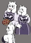 anthro big_ears blush bra breasts butterscotch-cinnamon_pie cleavage clothed clothing dress female fur grey_background side_boob simple_background smile solo underwear white_body white_fur tiredfizz undertale_(series) toriel bovid caprine goat mammal 2023 digital_drawing_(artwork) digital_media_(artwork) hi_res