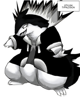 anthro belly clothed clothed_anthro clothing cute_fangs fangs fire fluffy fur jacket male male_anthro neck_tuft open_mouth pose simple_background solo stylish teeth text text_box topwear tuft white_background felipotyphlosion nintendo pokemon badger generation_2_pokemon mammal mustelid musteline pokemon_(species) typhlosion 2026 digital_drawing_(artwork) digital_media_(artwork) hi_res monochrome