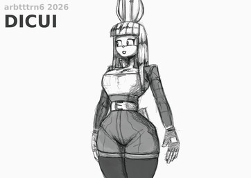 alternative_fashion anthro black_clothing black_gloves black_handwear clothing dicui ear_piercing ear_ring female gloves goth handwear piercing ring_piercing simple_background small_waist solo white_background wide_hips arbtttrn6 lagomorph leporid mammal rabbit 2026 concept_art hi_res monochrome sketch