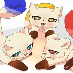 blue_body blue_eyes blue_fur erection female feral foursome fur genitals group group_sex humanoid_genitalia humanoid_penis licking male male/female multicolored_body multicolored_fur oral penile penis penis_lick red_body red_eyes red_fur sex simple_background tongue two_tone_body two_tone_fur white_body yellow_body yellow_eyes yellow_fur godforgiveme4 kusunoki's_garden_of_gods seri_(kusunoki's_garden_of_gods) torika_(kusunoki's_garden_of_gods) utsugi_(kusunoki's_garden_of_gods) gulonine mammal marten mustelid musteline 1:1 hi_res