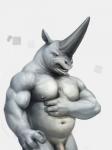 2016 3:4 4_fingers anthro barazoku barely_visible_genitalia belly biceps biped color_swatch digital_media_(artwork) digital_painting_(artwork) elasmotherium fffffolder fingers flaccid front_view genitals grey_body grey_horn grey_penis grey_skin grey_tongue hairless hand_on_belly hi_res horn humanoid_hands long_horn looking_at_self looking_down male mammal musclegut muscular muscular_anthro muscular_male navel nude open_mouth overweight overweight_anthro overweight_male pecs penis penis_base portrait rhinoceros simple_background solo standing three-quarter_portrait tongue tongue_out white_background