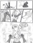 anthro assisted_exposure bedroom_eyes blush canid canine chest_tuft clothed clothing comic covering covering_chest covering_self dialogue dipstick_ears disney duo ear_markings english_text female fox fur greyscale hi_res judy_hopps lagomorph leporid male male/female mammal monochrome multicolored_ears narrowed_eyes navel_outline nick_wilde rabbit red_fox seductive text the_gory_saint true_fox tuft undressing zootopia