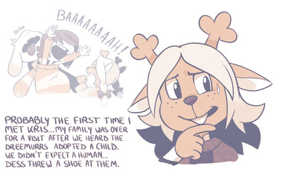 anthro blonde_hair female fur group hair horn male simple_background text trio white_background white_body white_fur akanemnon deltarune undertale undertale_(series) asriel_dreemurr kris_(deltarune) noelle_holiday bovid caprine deer goat human mammal new_world_deer reindeer 2023 english_text