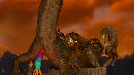 anthro anus bottomwear clothing dildo duo female feral genitals huge_dildo pants presenting raised_tail sex_toy size_difference spread_legs spreading tail vulva void_dragon216 sladdoska_(modeler) capcom monster_hunter mythology marha_(sladdoska) dragon elder_dragon kulve_taroth lizard mythological_creature mythological_scalie reptile scalie 16:9 3d_(artwork) digital_media_(artwork) hi_res widescreen