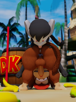 anal anthro banana barrel black_body black_fur bodily_fluids brown_body brown_fur butt drooling duo food fruit fur male male/male oral plant presenting presenting_hindquarters rimming saliva sex staff doommusk hiroshisan_(modeler) kabalmystic_(modeler) donkey_kong_(series) nintendo diddy_kong fan_character lire_(doommusk) ape haplorhine mammal monkey pan_(genus) primate 2023 3d_(artwork) absurd_res blender_(artwork) digital_media_(artwork) hi_res