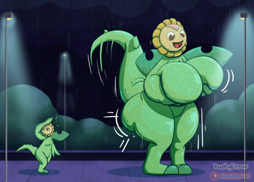 breasts female flower growth growth_sequence macro macro_anthro macro_female plant raining sunflower text transformation wide_hips dustyerror bandai_namco digimon digimon_(species) elemental_creature flora_fauna flower_creature sunflower_creature sunflowmon absurd_res english_text hi_res