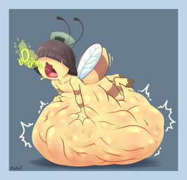 anthro arthropod_abdomen belly big_belly blue_border border burping male oral_vore solo vore conglot benjamin_(badartist) arthropod bee hymenopteran insect absurd_res hi_res