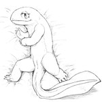 animal_genitalia cloaca eyelashes female feral genitals lying on_back solo jetcrow amphibian giant_salamander salamander 1:1 2014 greyscale monochrome