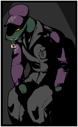 anthro baseball_cap border cigarette cigarette_in_mouth clothing dark_lighting depression green_body green_scales grey_jumpsuit harsh_shading hat headgear headwear janitor jumpsuit looking_at_floor male moody_lighting object_in_mouth purple_clothing purple_headwear scales shirt simple_background sitting smoking smoking_cigarette solo topwear undershirt uniform white_border yellow_eyes gnull nanotrasen space_station_13 unathi 2017 digital_media_(artwork) pixel_(artwork)